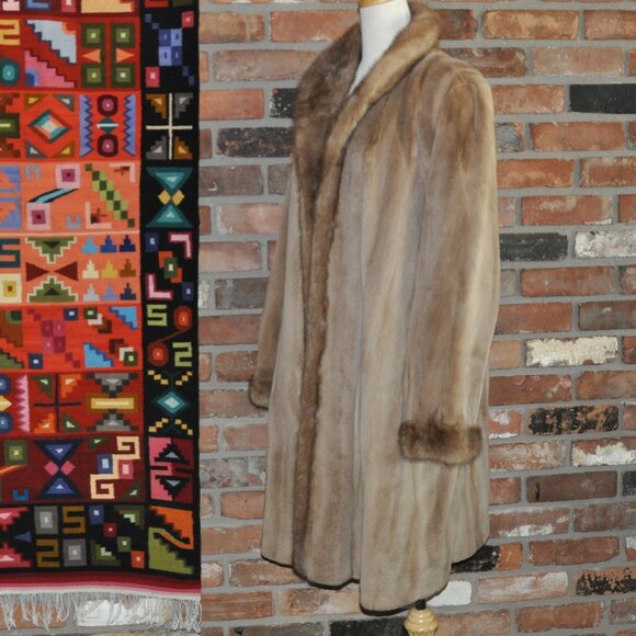 Majestic CANADA Pastel Honey Blonde Sheared MINK FUR LONG Coat Jacket - Picture 4 of 16